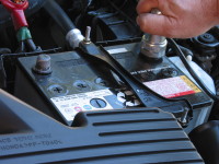 Clean the terminal with a battery terminal cleaner brush.