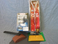Basic auto body repair tools are available at most auto parts stores and typically include instructions.
